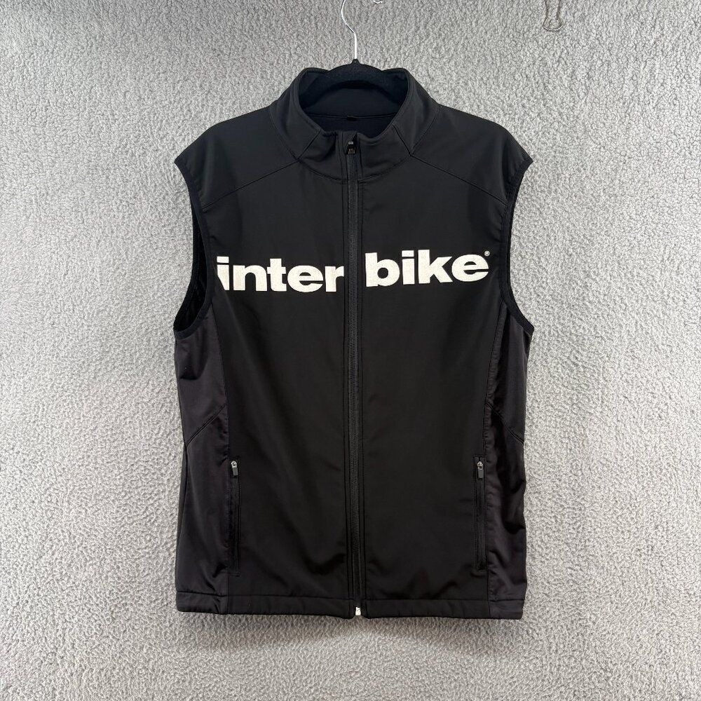 Interbike Black Cycling Vest Men’s Size Large Full Zip Sleeveless Jacket